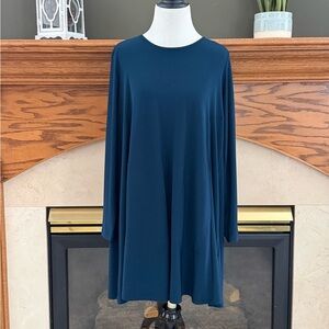 Sun Kim Navy Pocketed Lagenlook Dress Size Small NWOT‎